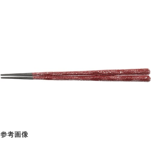 PBT22.5cm 六角一刀彫箸 朱/銀