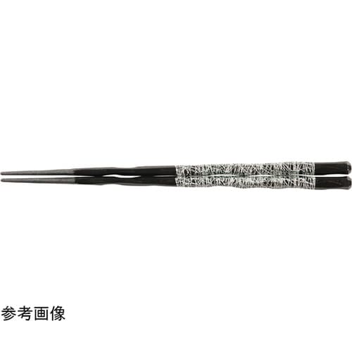 PBT22.5cm 六角一刀彫箸 黒/銀