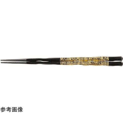 PBT22.5cm 六角一刀彫箸 黒/金