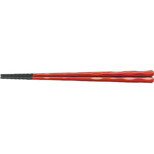 23cm 六角一刀彫泉麺箸 漆調朱塗 6