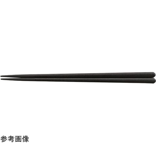 PBT22.5cm 丸頭四角木目箸 黒O