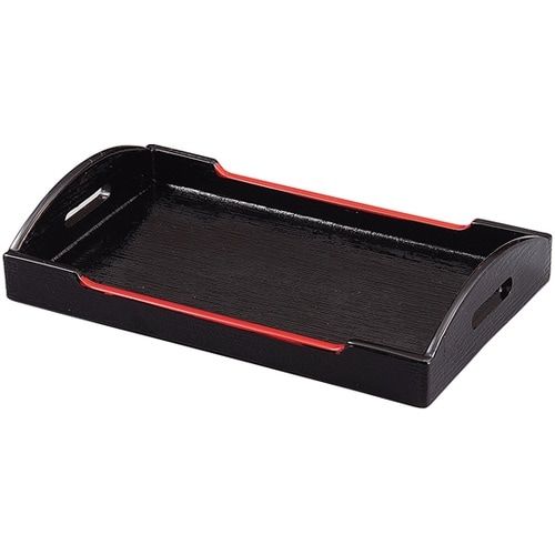 運び型カスター盆(小)黒天朱 15158