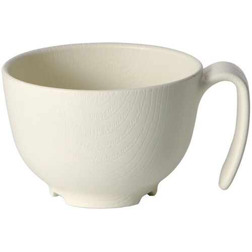 木目 持ちやすい茶碗ハンドル付 クリーム
