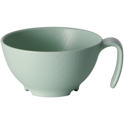 木目 持ちやすい汁椀ハンドル付 グリーン