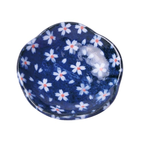 プチ風水・盛塩小皿(花型)藍 さくら 7