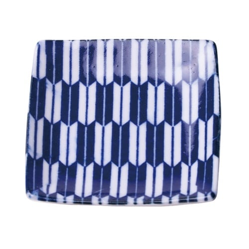 プチ風水・盛塩小皿(角型)藍 矢羽根 7