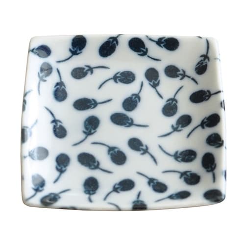 プチ風水・盛塩小皿(角型)なすび 888