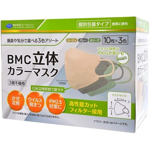 BMC立体カラーマスク ベージュ・グレー
