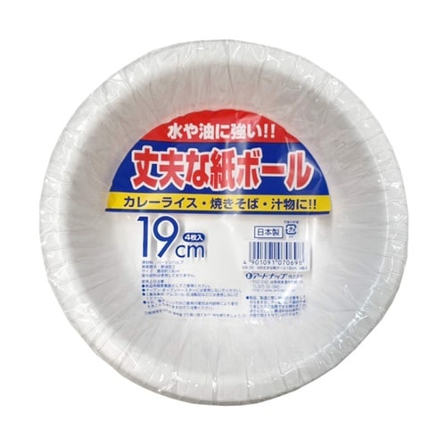 紙皿 ボウル 使い捨て 19cm 4枚入