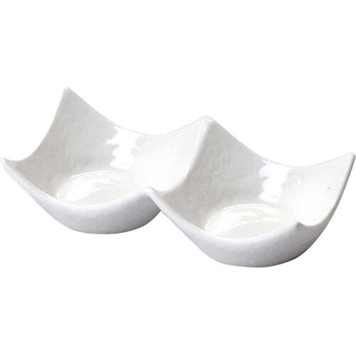 石目調2連豆皿 白磁 27750