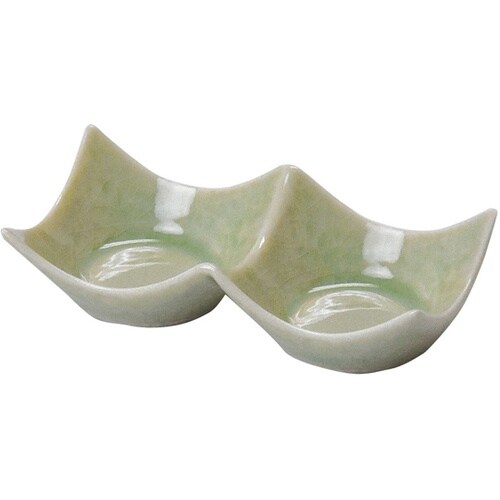 石目調2連豆皿 ビードロ灰釉 27751