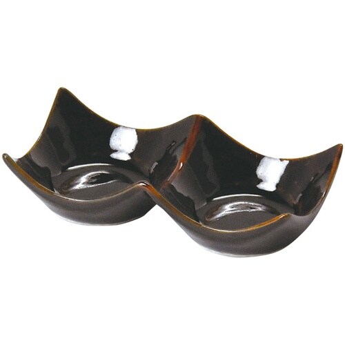 石目調2連豆皿 飴カラメル 27752