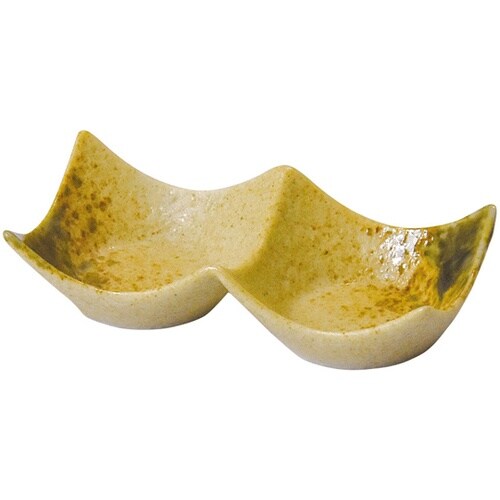 石目調2連豆皿 伊賀織部 27753