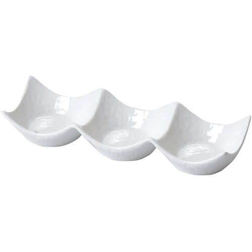 石目調3連豆皿 白磁 27754