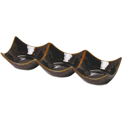 石目調3連豆皿 飴カラメル 27756