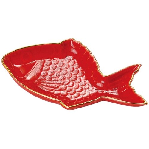 めで鯛小皿 赤 27921