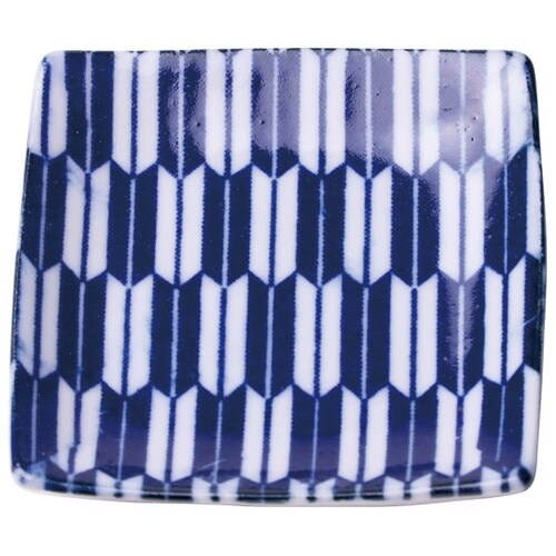 豆皿(角型)藍 矢羽根 78477