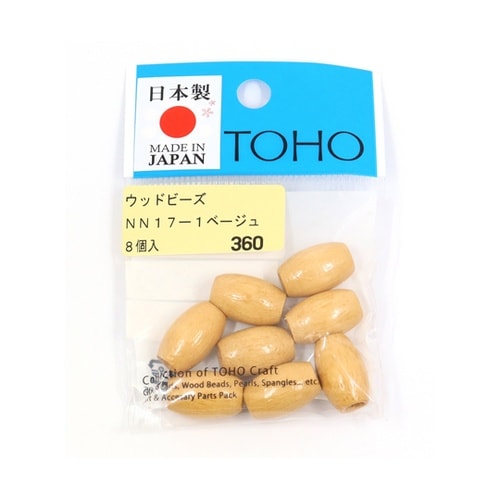 ウッドビーズ 約11×17mm 8個入