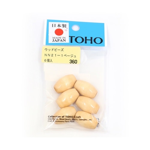 ウッドビーズ 約14×21mm 6個入
