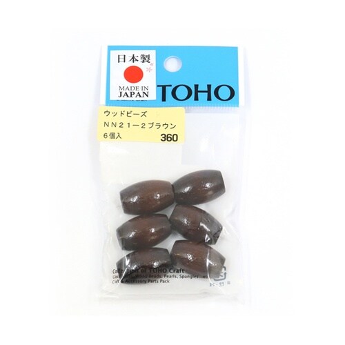 ウッドビーズ 約14×21mm 6個入