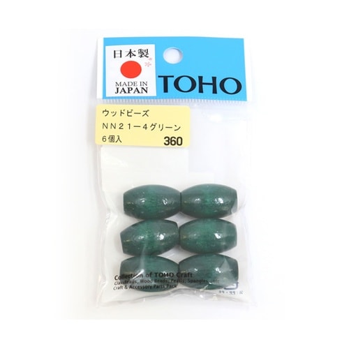 ウッドビーズ 約14×21mm 6個入