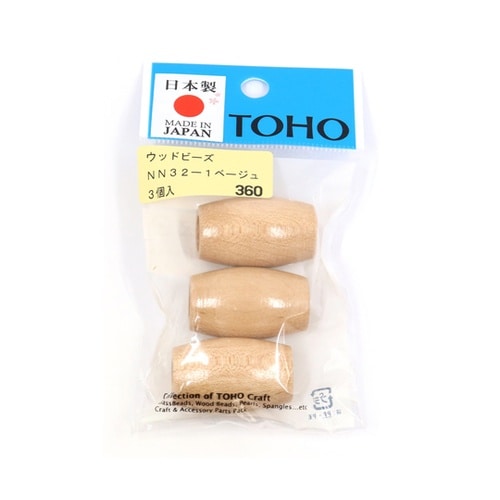 ウッドビーズ 約22×32mm 3個入