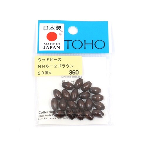 ウッドビーズ 約6×9mm 20個入 ブ
