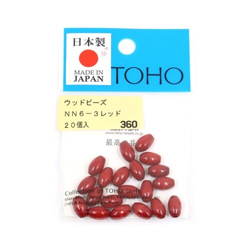 ウッドビーズ 約6×9mm 20個入 レ