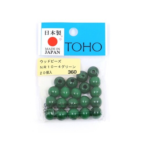 ウッドビーズ 10mm 20個入 グリー