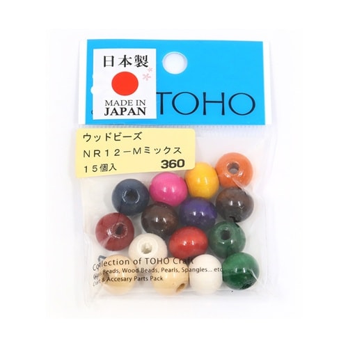 ウッドビーズ 12mm 15個入 ミック