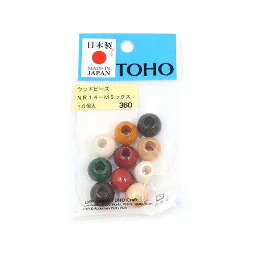 ウッドビーズ 14mm 10個入 ミック