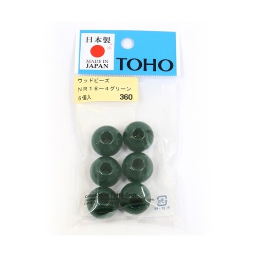 ウッドビーズ 18mm 6個入 グリーン