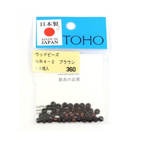 ウッドビーズ 4mm 40個入 ブラウン