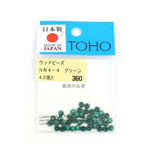 ウッドビーズ 4mm 40個入 グリーン