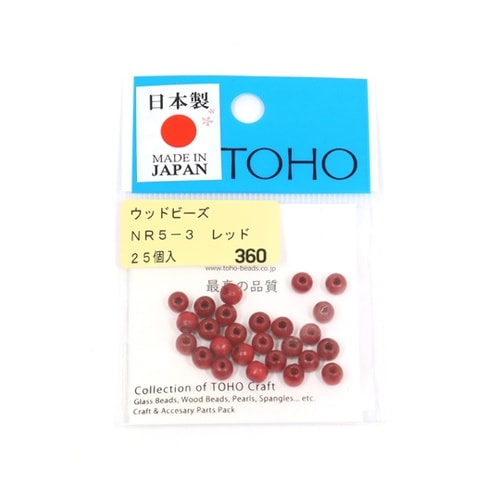 ウッドビーズ 5mm 25個入 レッド