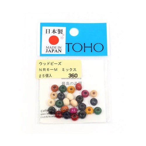 ウッドビーズ 6mm 25個入 ミックス