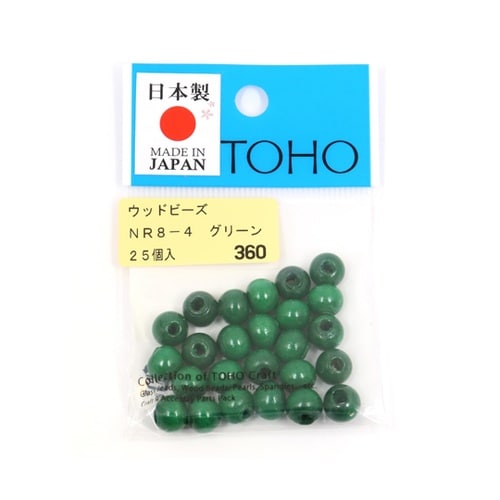ウッドビーズ 8mm 25個入 グリーン