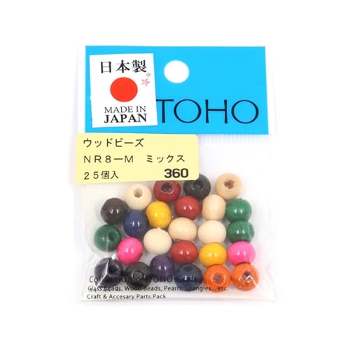 ウッドビーズ 8mm 25個入 ミックス