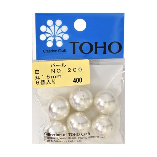 丸型パール 外径約16mm 6個入 白