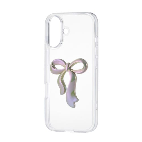 iPhone17 ケース リボン パールベージュ