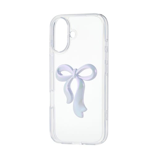 iPhone17 ケース リボン パールホワイト