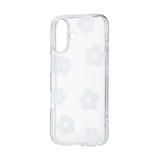 iPhone17 ソフトケース フラワー ホワイト