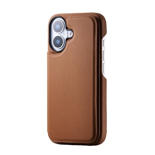 iPhone17 レザーケース カード キャメル