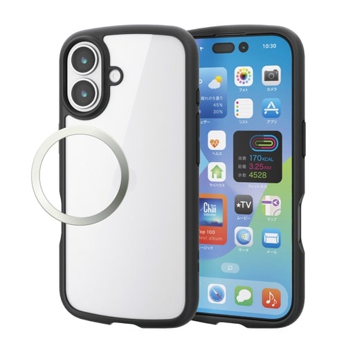 iPhone17 耐衝撃ケース ガラス ブラック