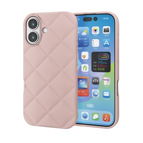 iPhone17 ソフトケース キルト ピンク
