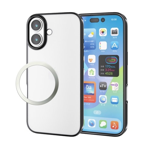 iPhone17ソフトケース メタリック ブラック