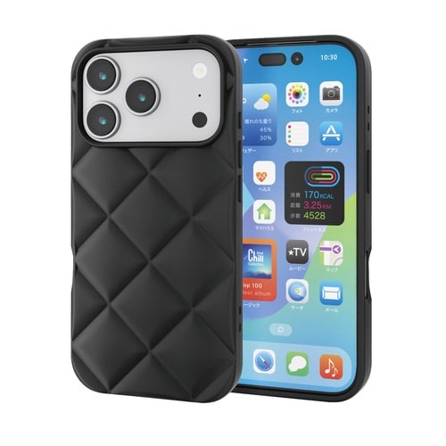 iPhone17Proソフトケース キルトブラック