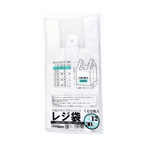 レジ袋半透明 東12西30号 180(3