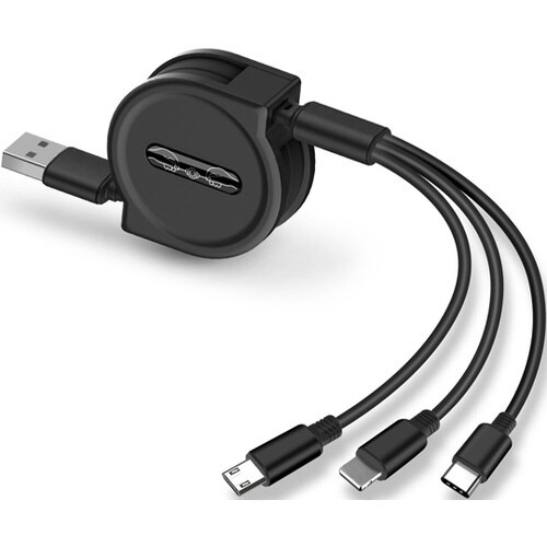 3in1 USBケーブル 巻き取り式 T