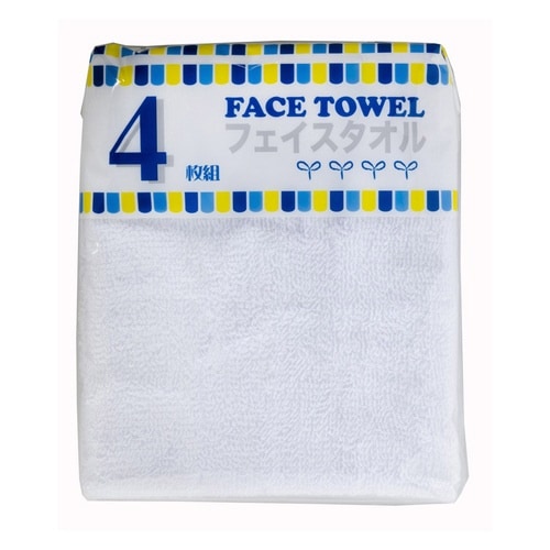 フェイスタオル 無地 4枚 ホワイト